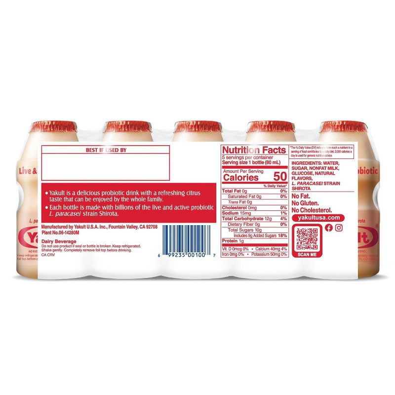 slide 2 of 4, Yakult Nonfat Probiotic Yogurt Drink - 5ct/2.7 fl oz Bottles, 5 ct, 2.7 fl oz