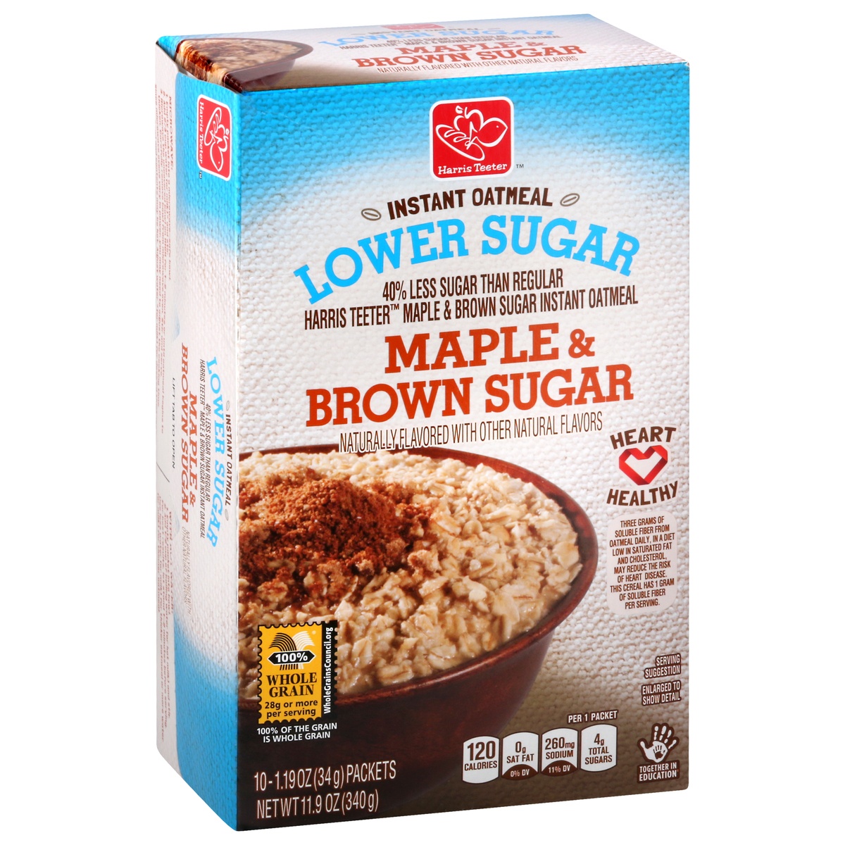 slide 2 of 10, Harris Teeter Instant Oatmeal Maple & Brown Sugar, 11.9 oz