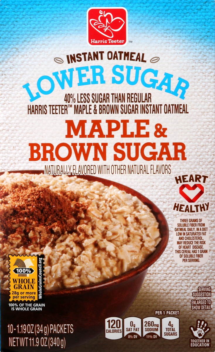 slide 9 of 10, Harris Teeter Instant Oatmeal Maple & Brown Sugar, 11.9 oz