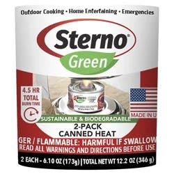 Sterno Green 2 Pack Canned Heat 2 ea