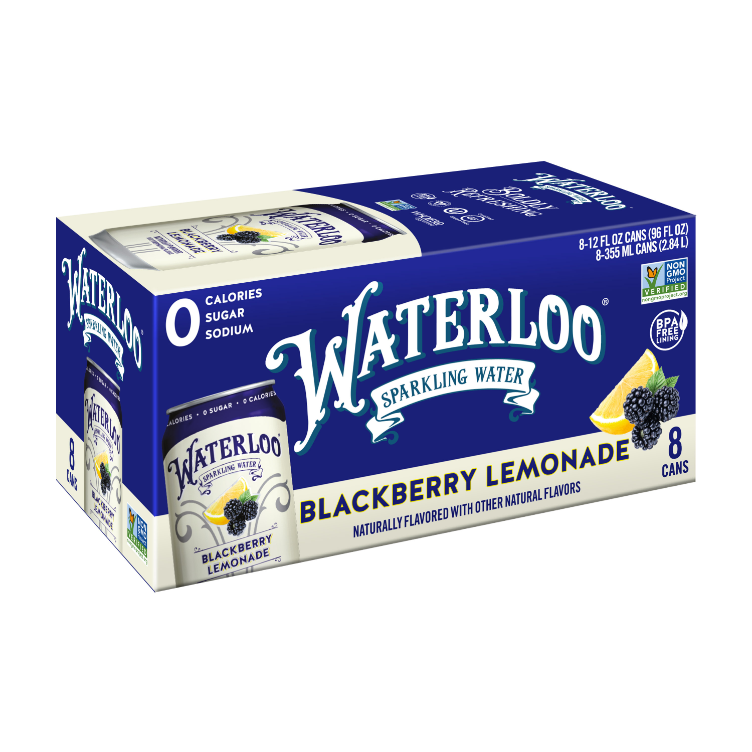 slide 1 of 2, Waterloo Blackberry Lemonade Sparkling Water - 8 ct, 8 ct; 12 oz