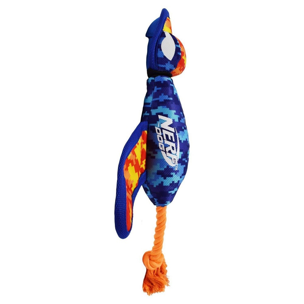 slide 3 of 5, NERF Nylon Digital Camo Crinkle Wing Launching Duck Dog Toy - Orange/Blue - 16.5", 1 ct