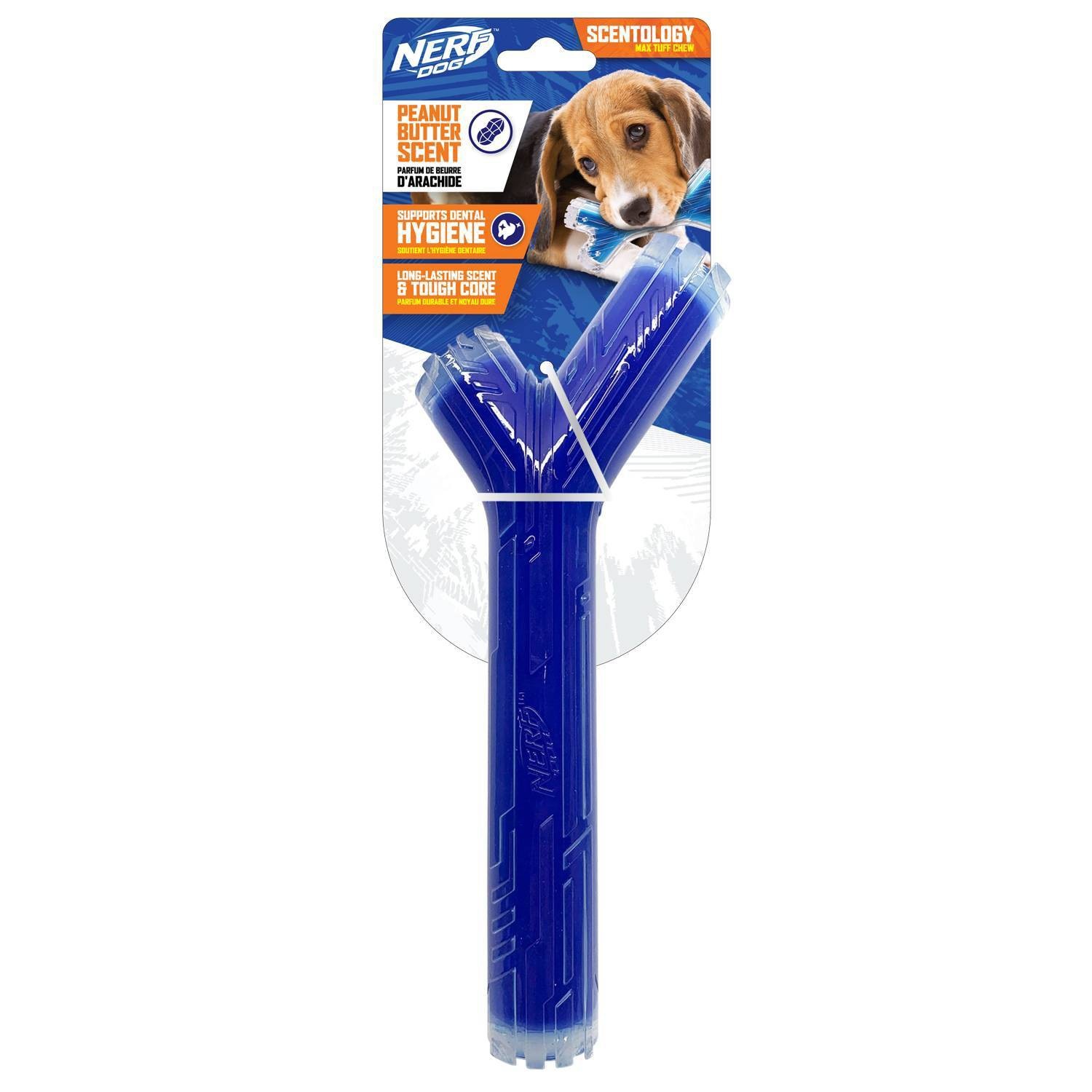 Nerf Scented Peanut Butter Scentology Stick Solid Core Dog Toy - 10