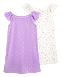 Carter's Kid 2-Pack Butterfly Nightgowns Purple/White 4-5