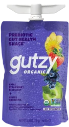 Gutzy Organic Apple Strawberry Blueberry + Ginger Dandelion Prebiotic Gut Health Snack 3.9 oz