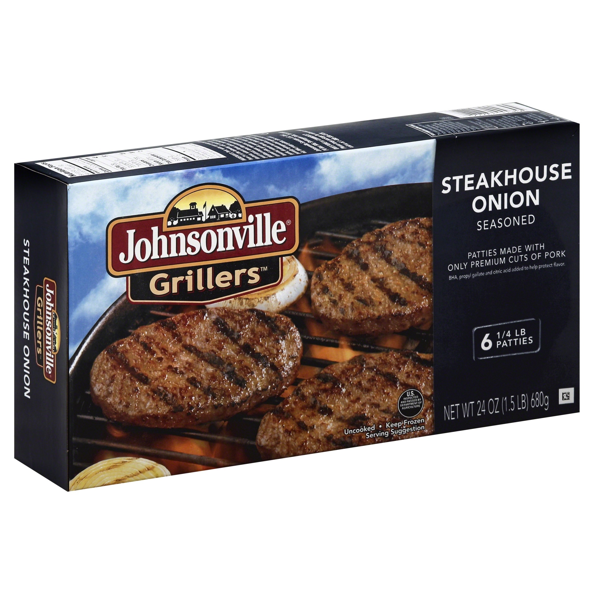 Johnsonville Grillers Steakhouse and Onion Seasoned Bratwurst Patties 6