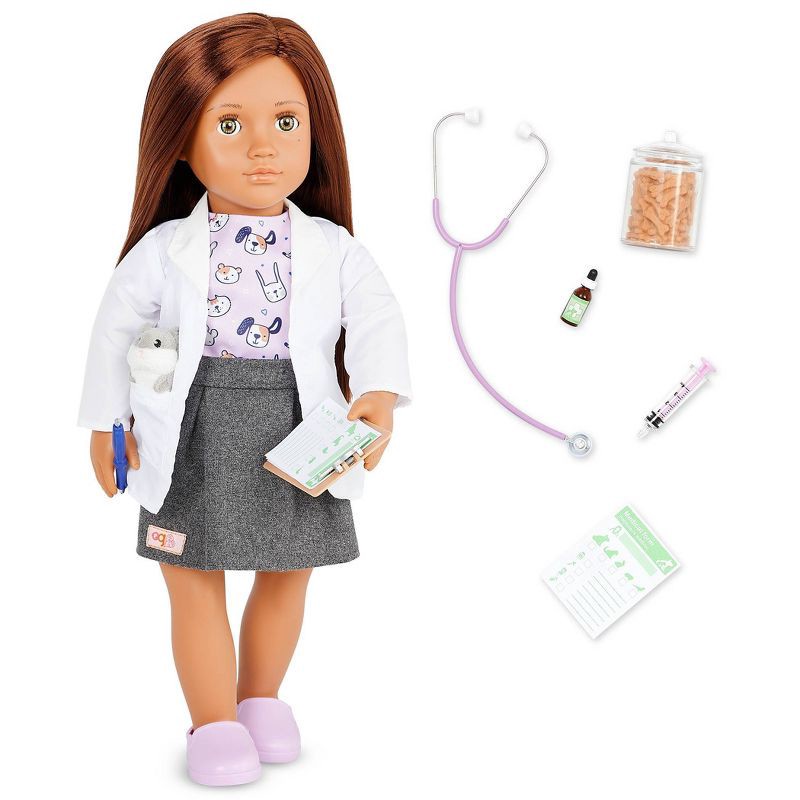 slide 1 of 6, Our Generation Daya with Plush Hamster 18" Pet Care Vet Doll, 1 ct