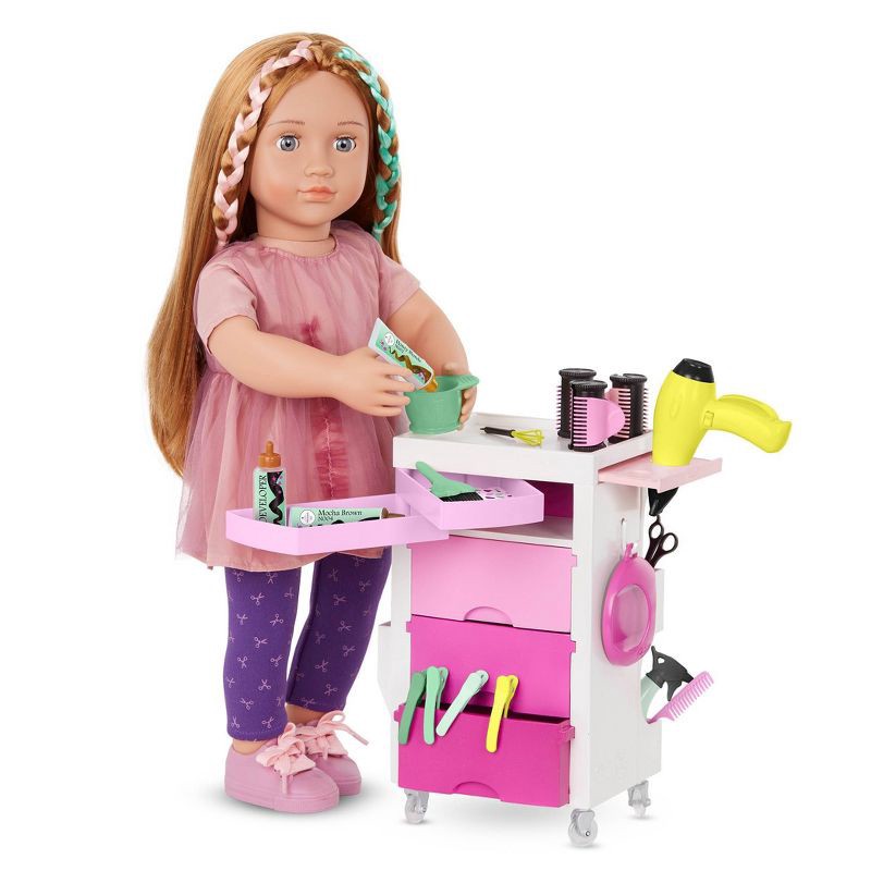 slide 3 of 5, Our Generation Salon Cart & Styling Accessories Set for 18" Dolls, 1 ct