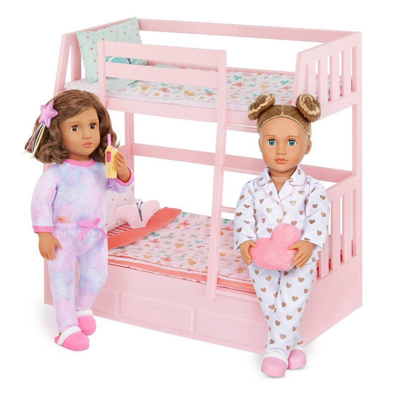 slide 2 of 6, Our Generation Serenity with Heart Polka Dot Pajama Outfit 18" Slumber Party Doll, 1 ct