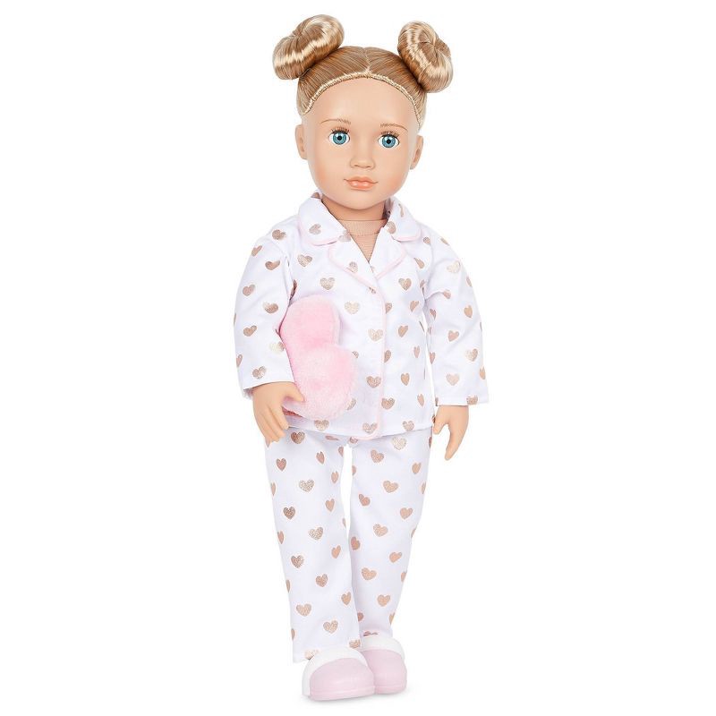 slide 4 of 6, Our Generation Serenity with Heart Polka Dot Pajama Outfit 18" Slumber Party Doll, 1 ct