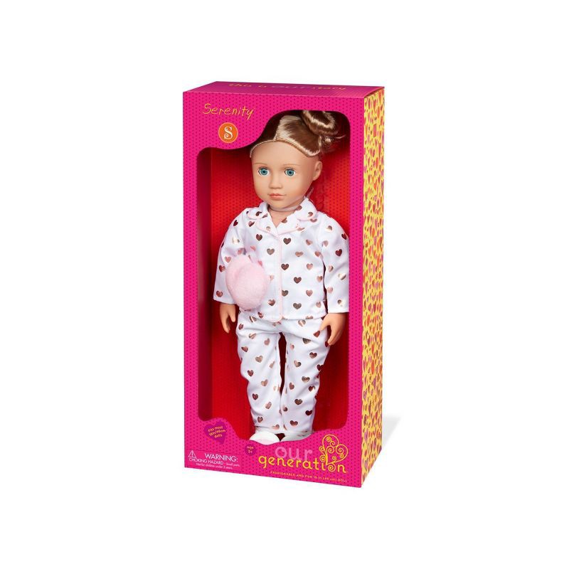 slide 6 of 6, Our Generation Serenity with Heart Polka Dot Pajama Outfit 18" Slumber Party Doll, 1 ct