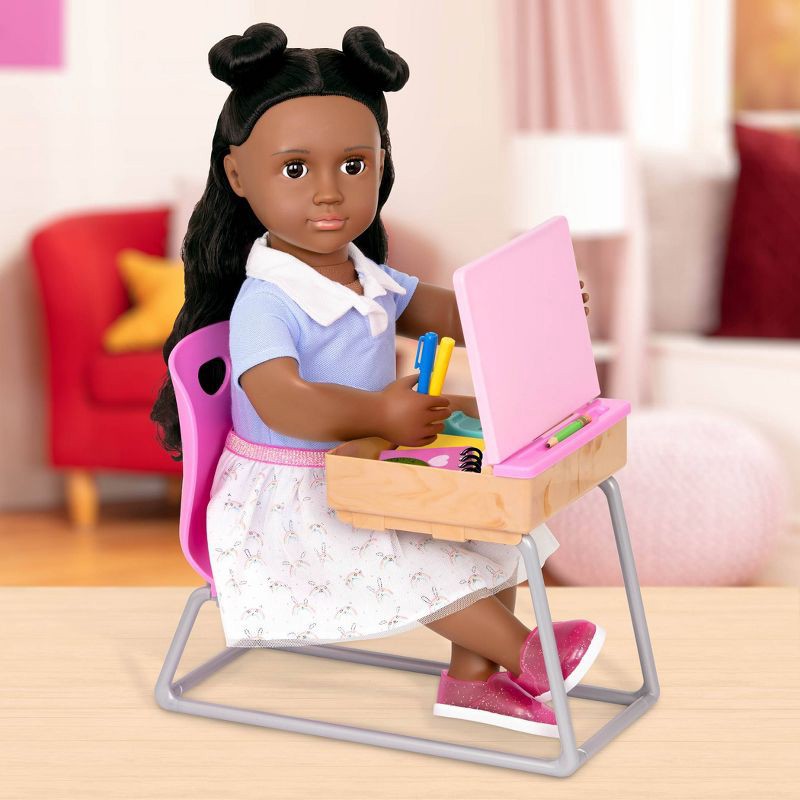 slide 2 of 5, Our Generation Flying Colors School Desk & Supplies Accessory Set for 18" Dolls, 1 ct