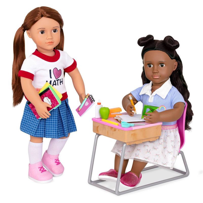 slide 3 of 5, Our Generation Flying Colors School Desk & Supplies Accessory Set for 18" Dolls, 1 ct