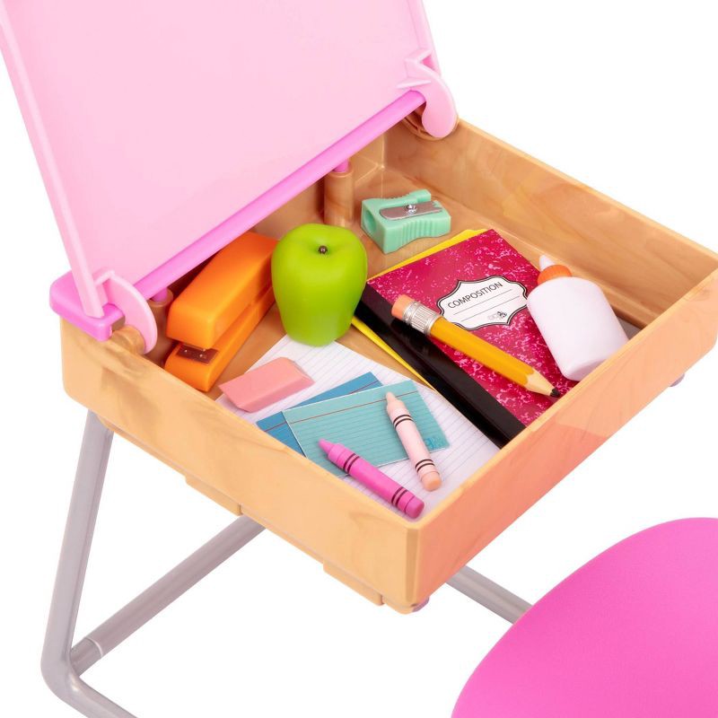 slide 4 of 5, Our Generation Flying Colors School Desk & Supplies Accessory Set for 18" Dolls, 1 ct