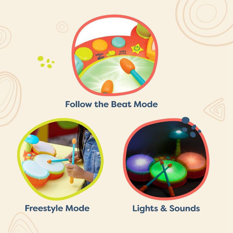 slide 4 of 8, B. toys Toy Drum Set - Little Beats, 1 ct