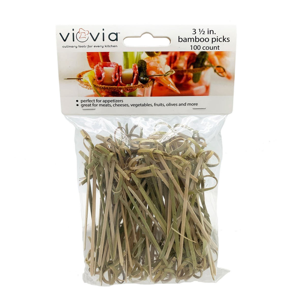 slide 1 of 5, Viovia 3.5 Inch (2.5 cm) Bamboo Picks, 100 ct