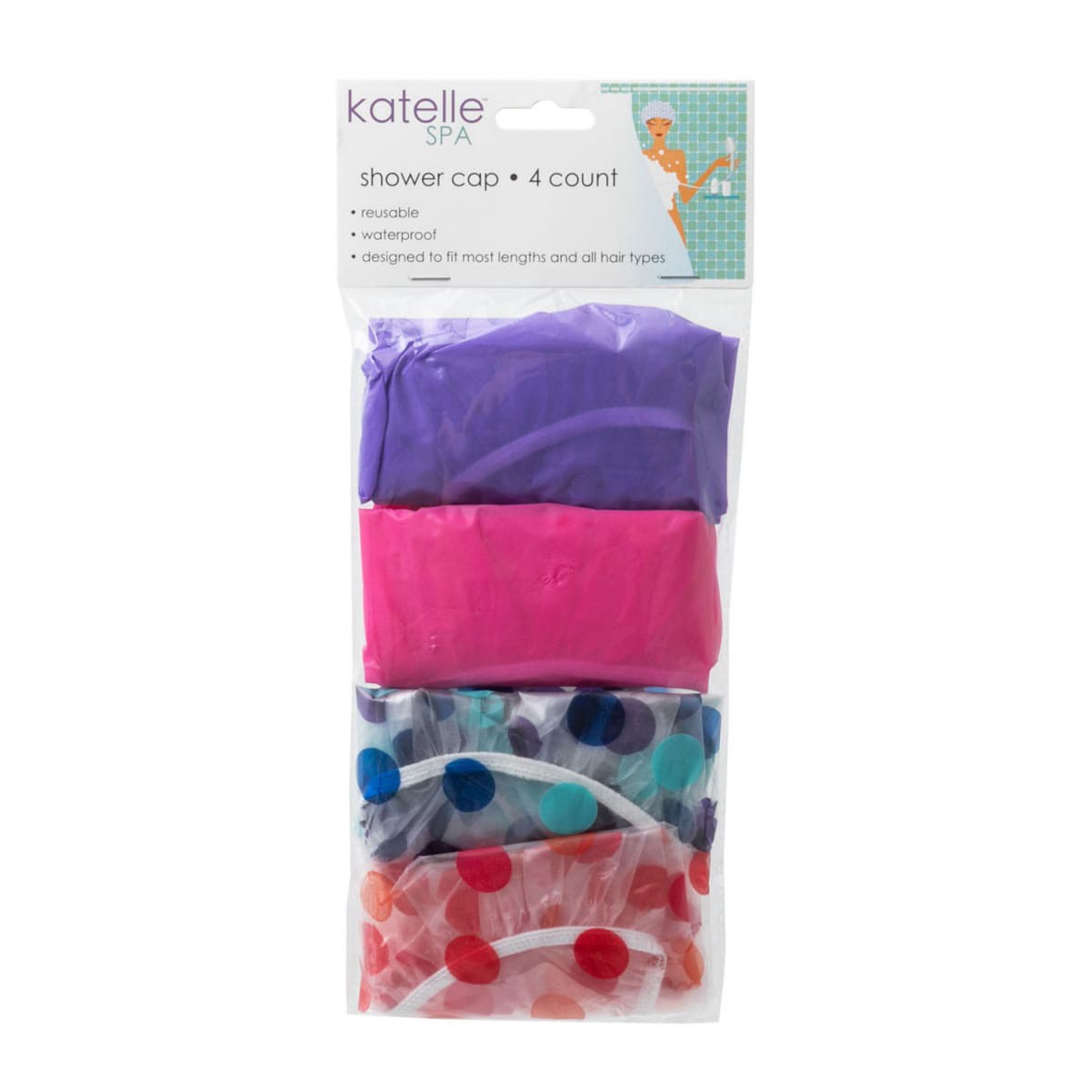 slide 1 of 13, Katelle Shower Caps, 4 ct