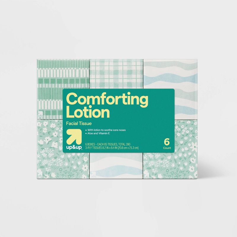 slide 1 of 4, Facial Tissue with Lotion - 6pk/65ct - up&up™, 6 ct, 65 ct