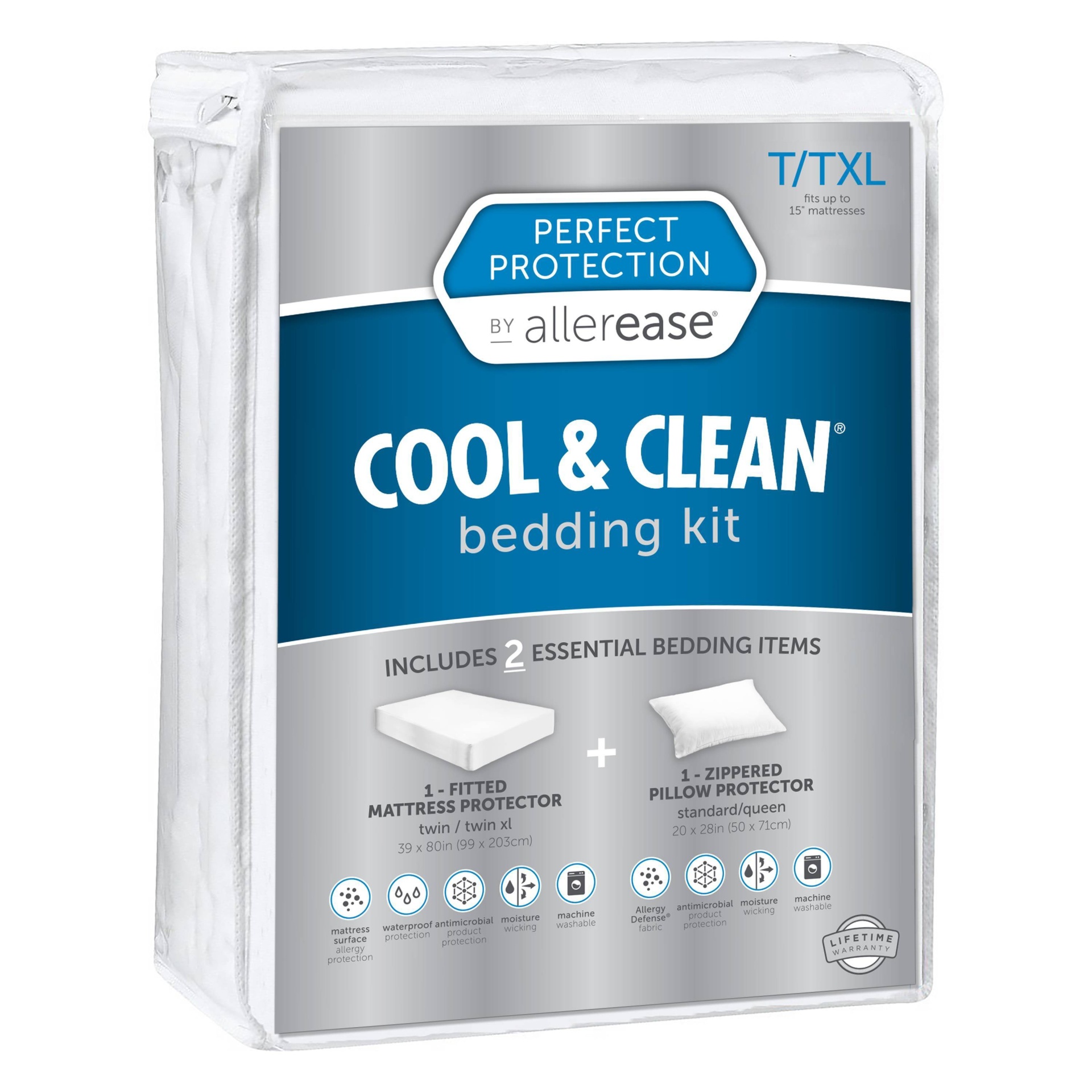 slide 1 of 5, Twin/Twin XL 2pc Perfect Protection Cool & Clean Bedding Kit - Allerease, 1 ct