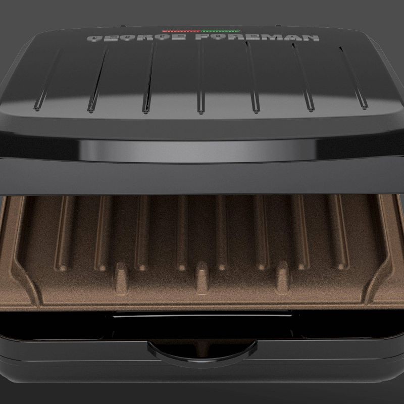 George Foreman GRS040BC 2-Serving Classic Plate Electric Indoor Grill and Panini Press - Black with Copper Plates