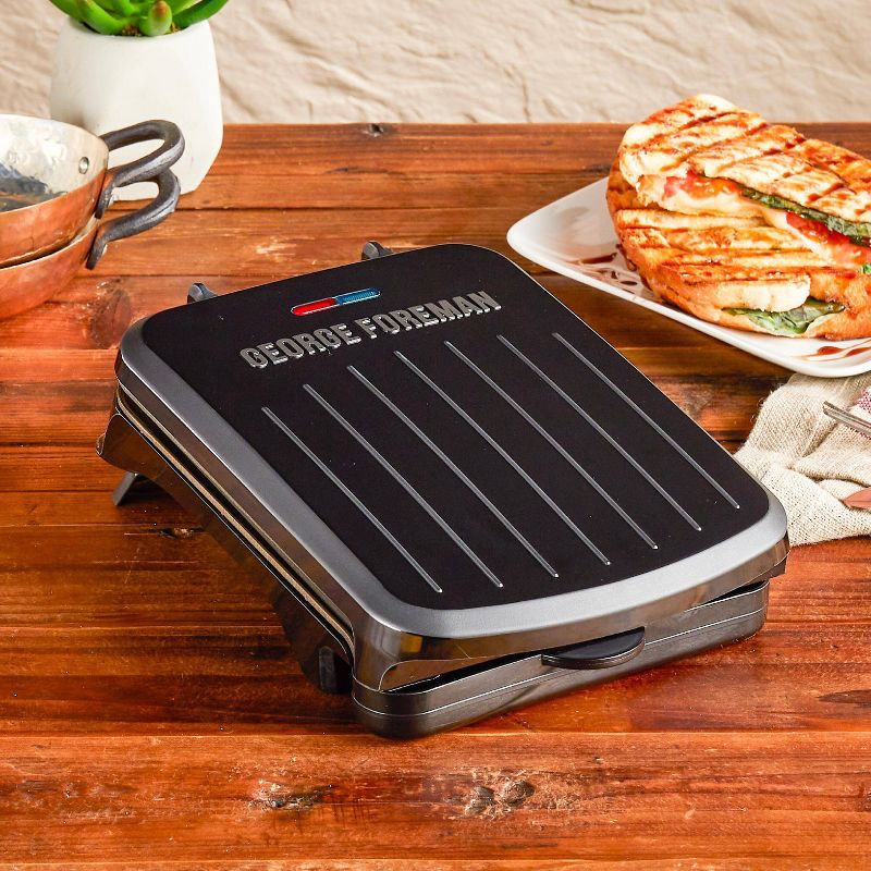 George Foreman 2 Serving Classic Plate Electric Grill & Panini Press -  Black - GRS040BZ 1 ct