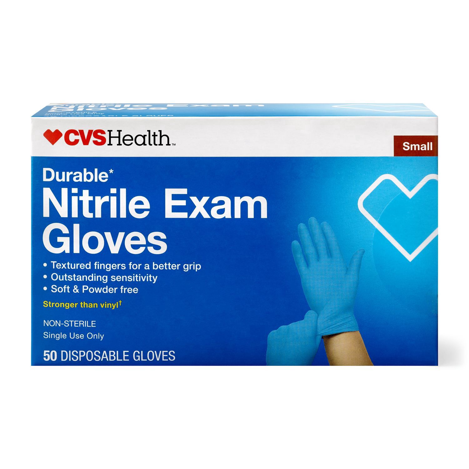 slide 1 of 5, Cvs Durable Nitrile Exam Gloves, Small, 50 Ct, 50 ct