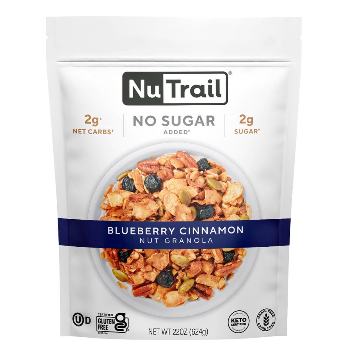 slide 1 of 2, Nu Trail Keto Blueberry Cinnamon Nut Granola, 22 oz, 