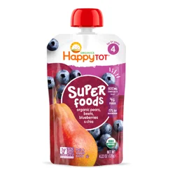 Happy Tot Organics Superfoods Stage 4 Organic Pears, Beets, Blueberries + Super Chia Pouch 4.22 oz UNIT