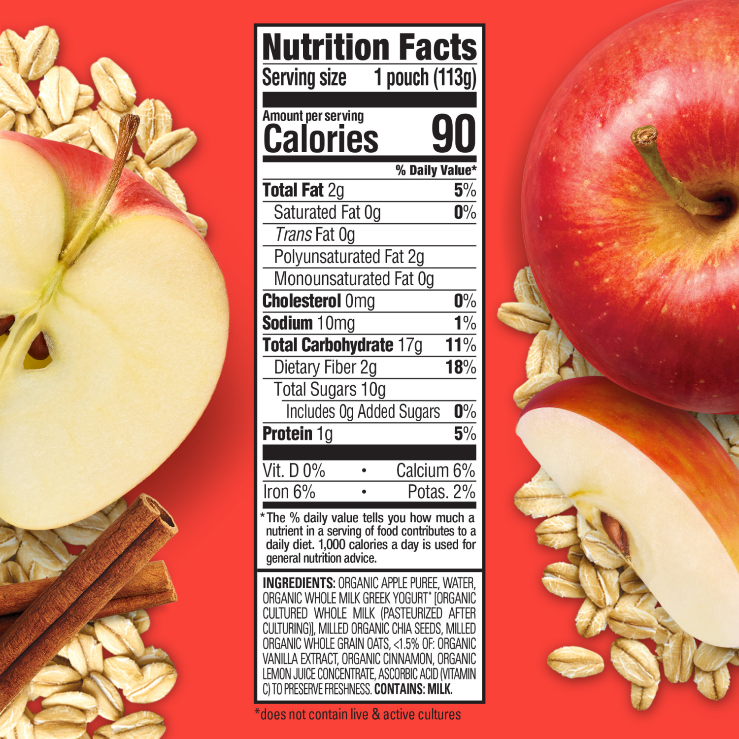 slide 7 of 8, Happy Tot Organics Super Morning Stage 4 Organic Apples, Cinnamon, Yogurt & Oats + Super Chia Pouch 4 Oz UNIT, 4 oz
