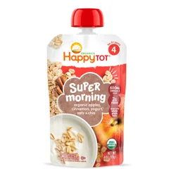 Happy Tot Organics Super Morning Stage 4 Organic Apples, Cinnamon, Yogurt & Oats + Super Chia Pouch 4 Oz UNIT