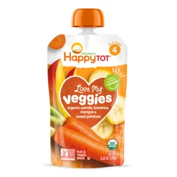 Happy Tot Organics Love My Veggies Stage 4 Organic Carrots, Bananas, Mangos & Sweet Potatoes Pouch 4.22 oz UNIT
