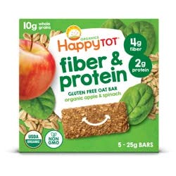 Happy Tot Organic Apples & Spinach Fiber & Protein Oat Bar