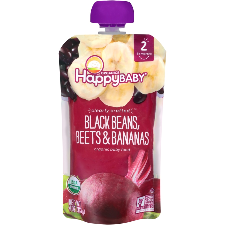 slide 1 of 6, Happy Baby Clearly Crafted, Black Beans Beets Bananas, 4 oz