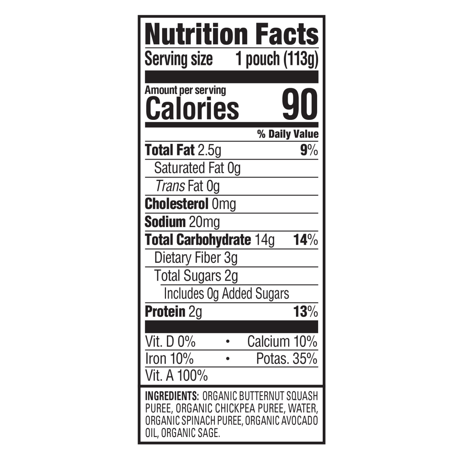 slide 5 of 7, Happy Baby Organics Stage 2 Organic Squash, Chickpeas & Spinach with Avocado Oil + Sage 4oz Pouch, 4 oz