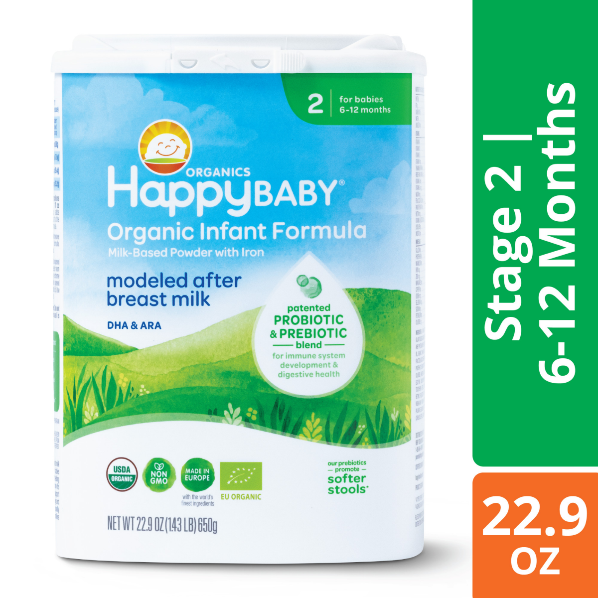 slide 5 of 8, Happy Baby Organics Stage 2 Organic Infant Formula 22.9 OZ Container UNIT, 22.9 oz