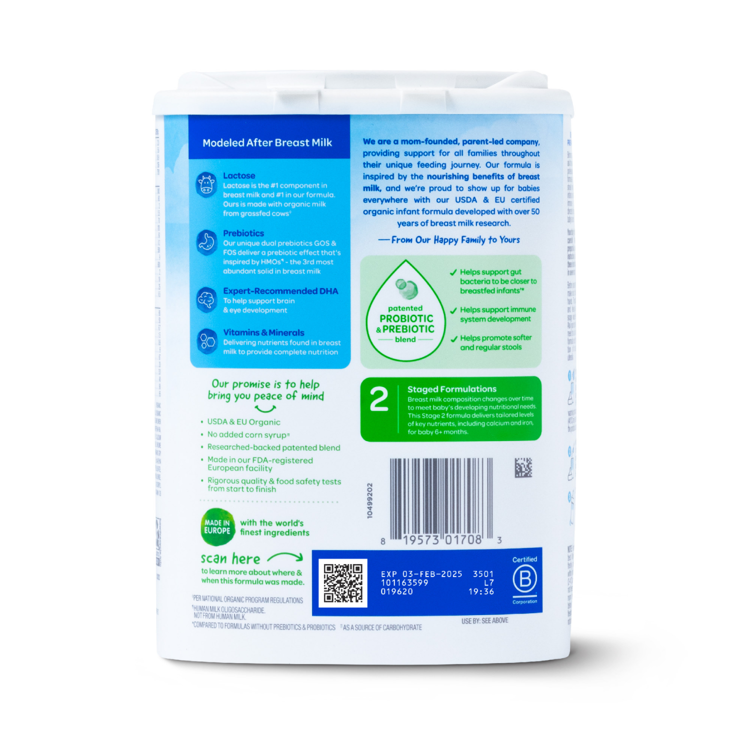 slide 7 of 8, Happy Baby Organics Stage 2 Organic Infant Formula 22.9 OZ Container UNIT, 22.9 oz