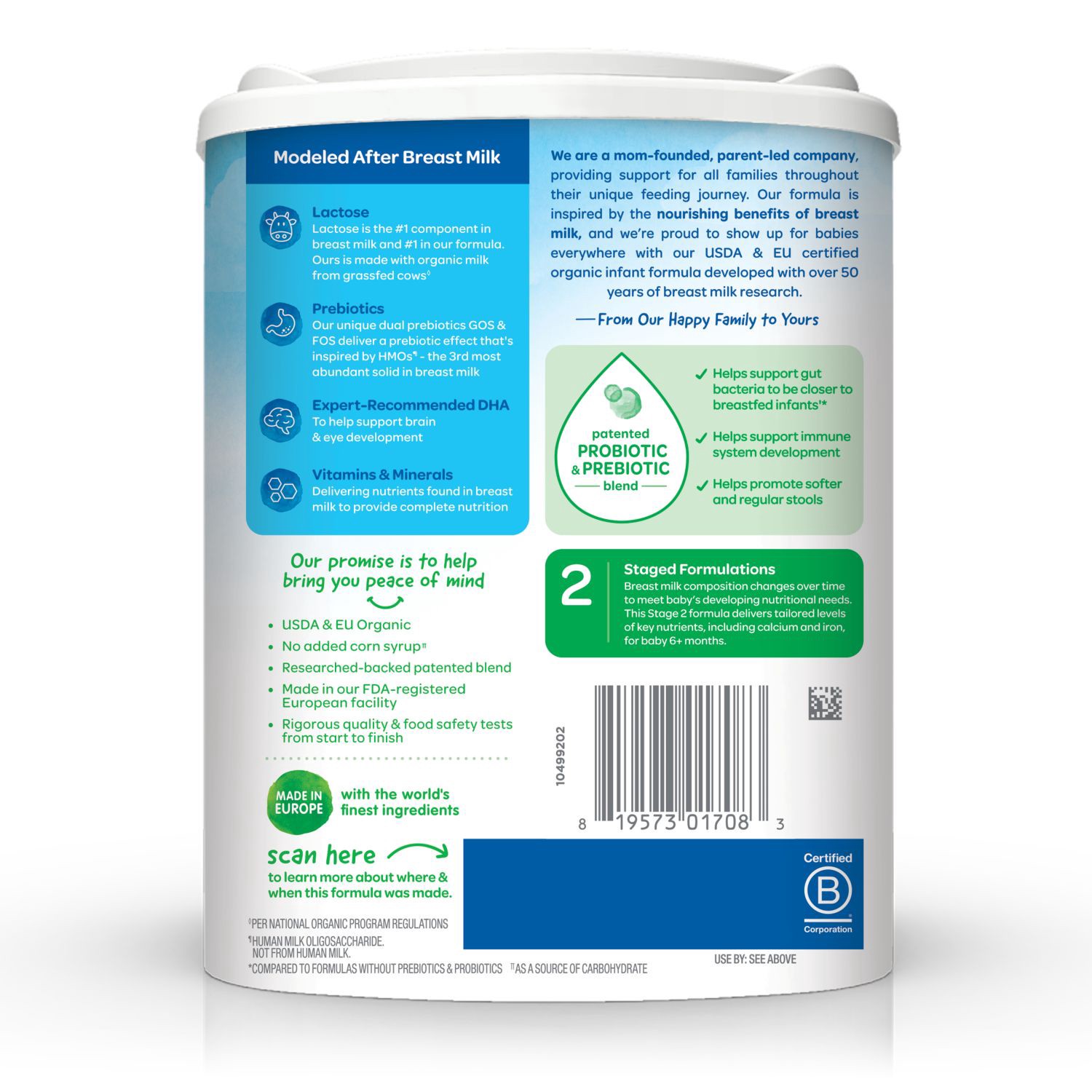 slide 2 of 4, Happy Baby Organic Milk-Based Powder Infant Formula with Iron - Stage 2, 22.9 oz
