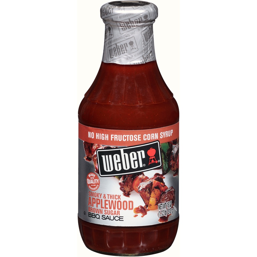 slide 1 of 6, Weber Smoky & Think Applewood Brown Sugar BBQ Sauce, 18 oz