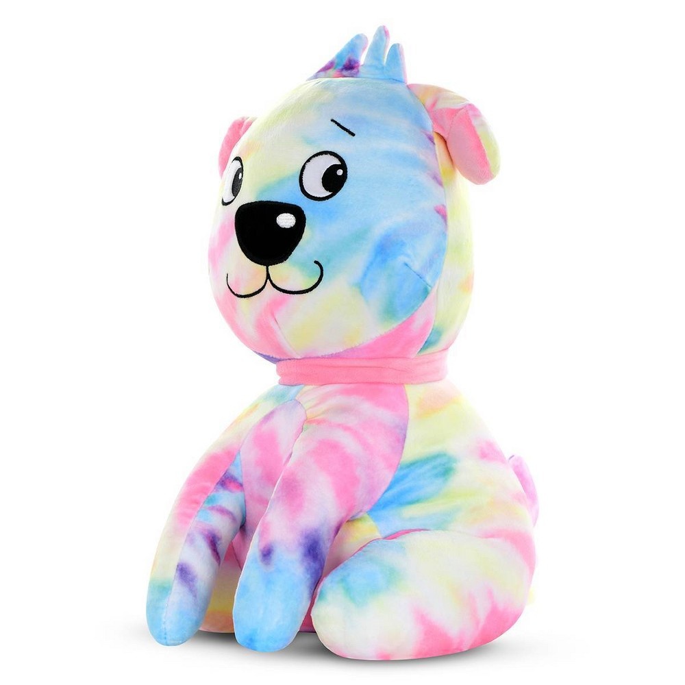 slide 5 of 5, 2 Scoops Pastel Tie Dye Dog Shaped Plush, 1 ct