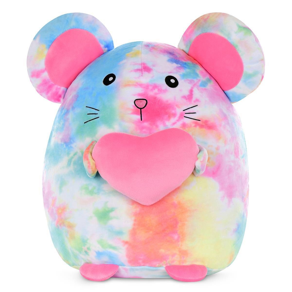 slide 1 of 5, 2 Scoops Tie Dye Mouse Shaped Plush, 1 ct