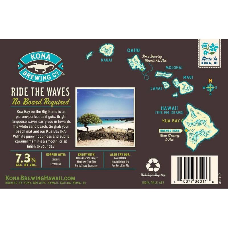 slide 4 of 4, Kona Brewing Co. Kona Kua Bay IPA Beer - 6pk/12 fl oz Cans, 6 ct; 12 fl oz