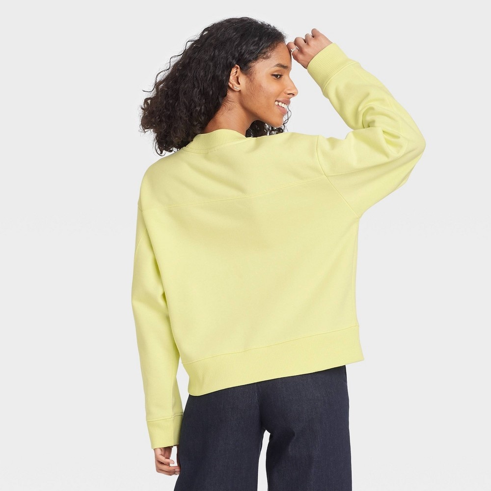 slide 2 of 3, Women's All Day Fleece Sweatshirt - A New Day Light Green XL, 1 ct