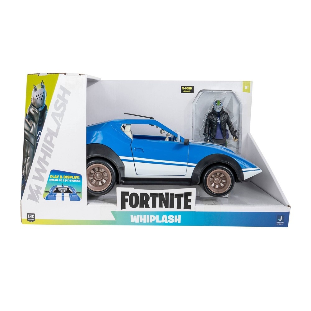 slide 2 of 6, Fortnite Joy Ride Whiplash Vehicle (Blue & White), Vehicle with 4in Articulated X-Lord Figure, 1 ct