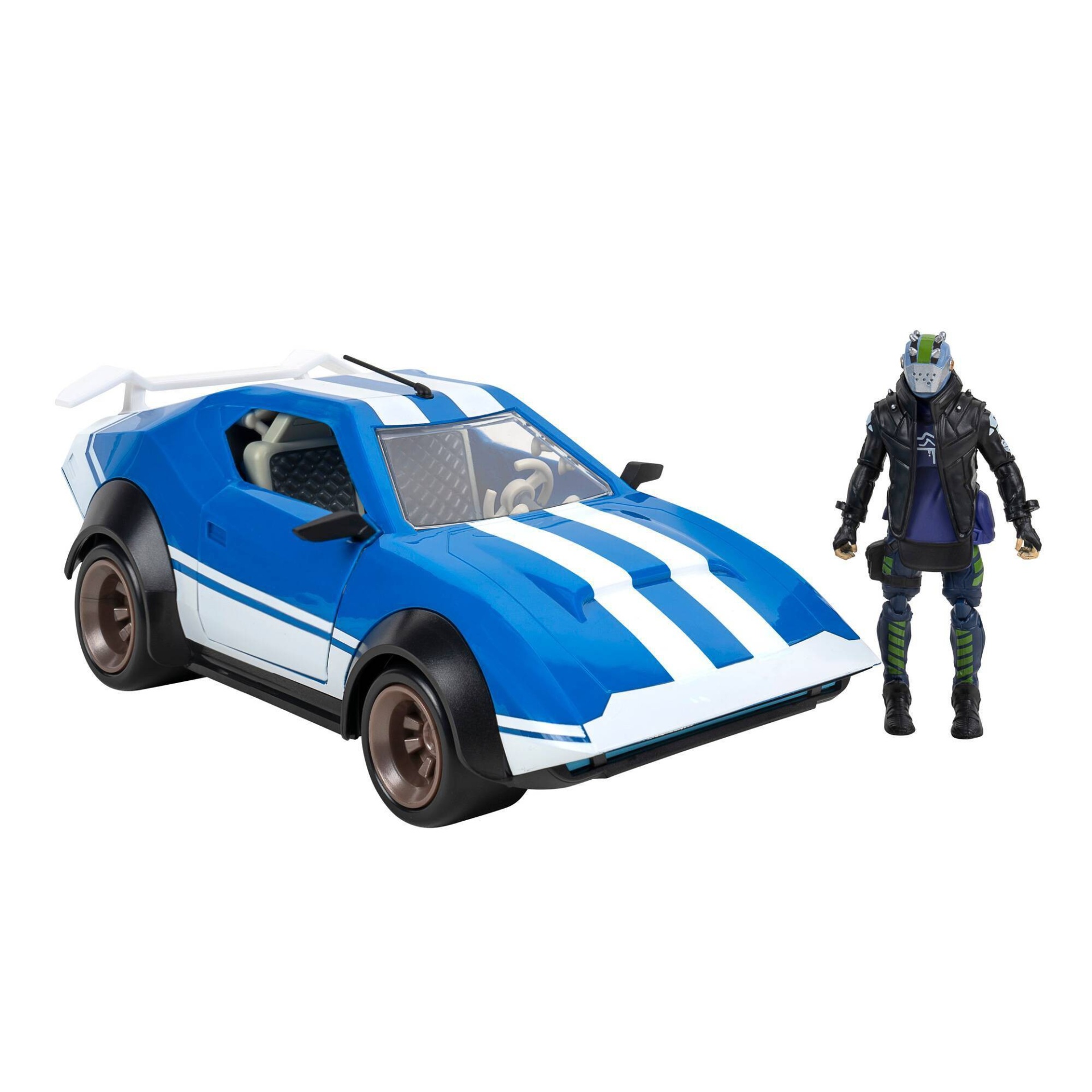 slide 1 of 6, Fortnite Joy Ride Whiplash Vehicle (Blue & White), Vehicle with 4in Articulated X-Lord Figure, 1 ct