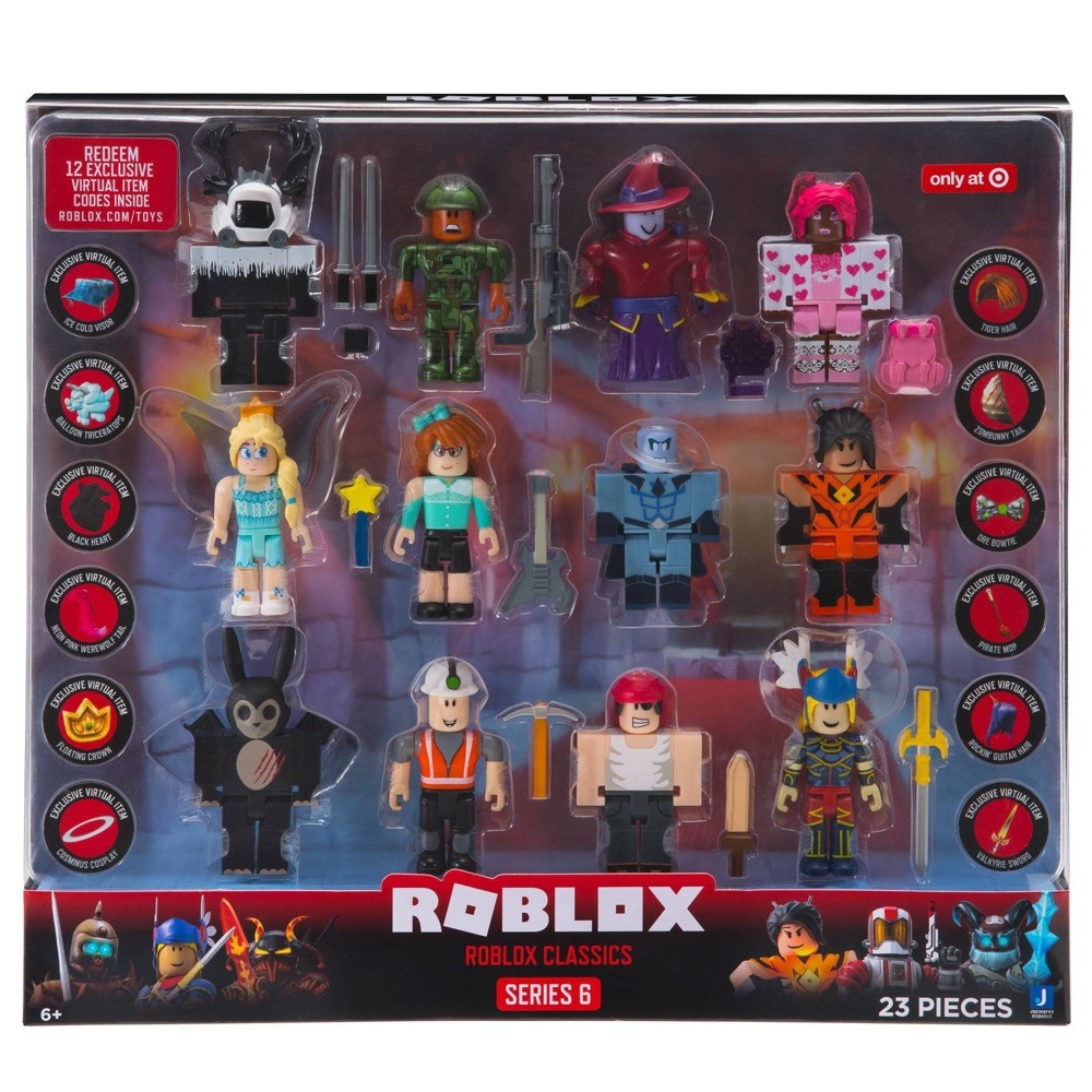 slide 2 of 4, Roblox Action Collection - Series 6 Figures 12pk (Roblox Classics) (Includes 12 Exclusive Virtual Items), 12 ct