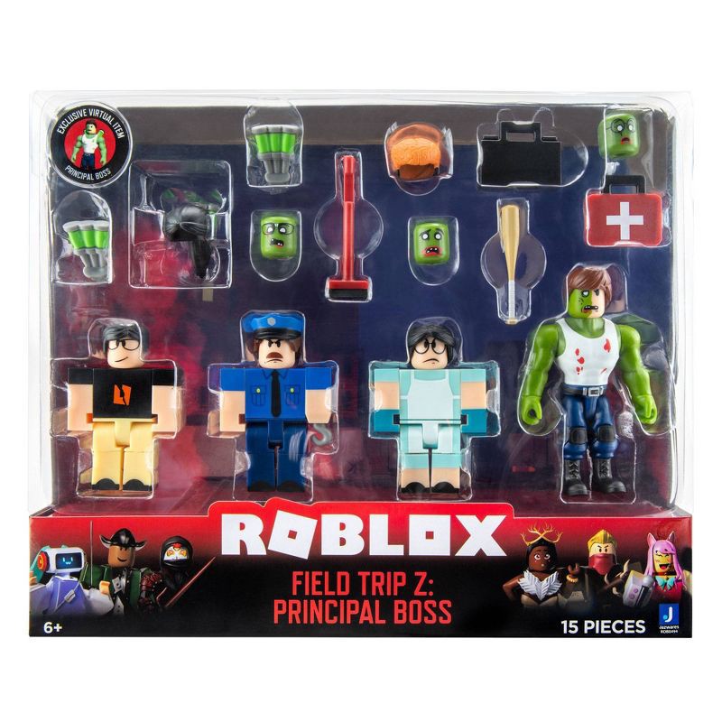 slide 2 of 4, Roblox Action Collection - Field Trip Z: Principal Boss Figures 6pk (Includes Exclusive Virtual Item), 6 ct
