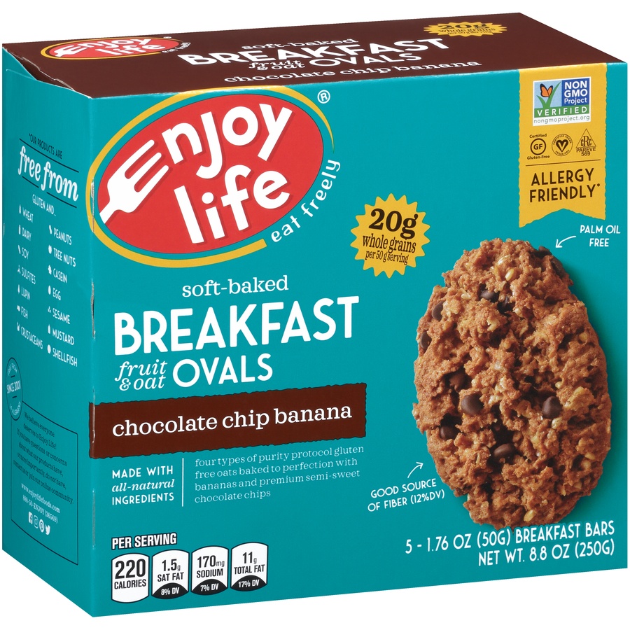 Enjoy Life Chocolate Chip Banana Soft Baked Breakfast Fruit & Oat Ovals ...