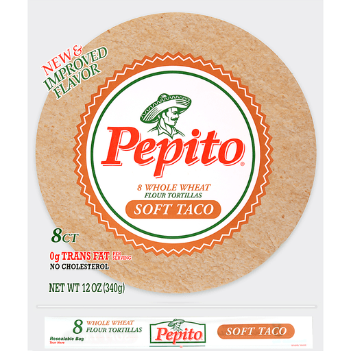 slide 1 of 3, Pepito Soft Taco Whole Wheat Flour Tortillas, 12 oz