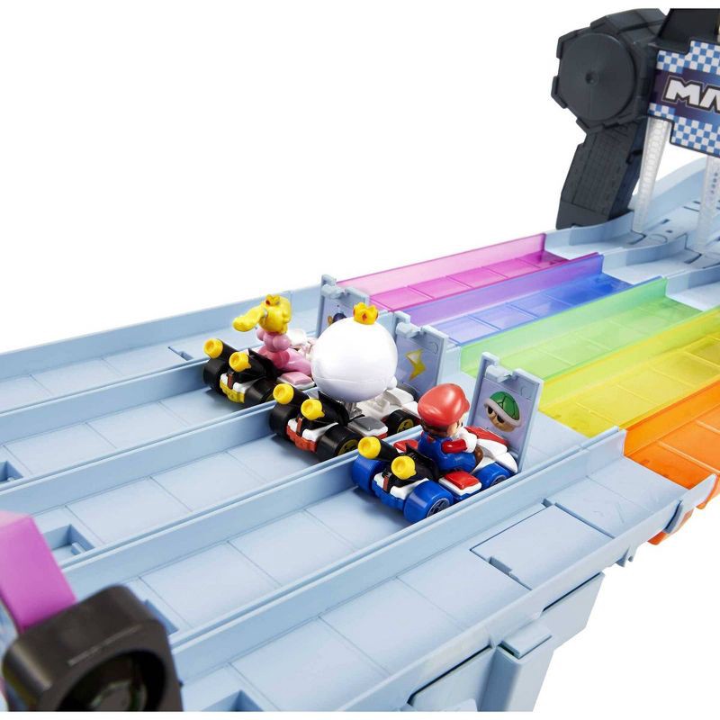 slide 4 of 15, Hot Wheels Nintendo Mario Kart Rainbow Road Raceway Track Set 30 Piece with 2 1:64 Scale Vehicles - Target Exclusive, 30 ct