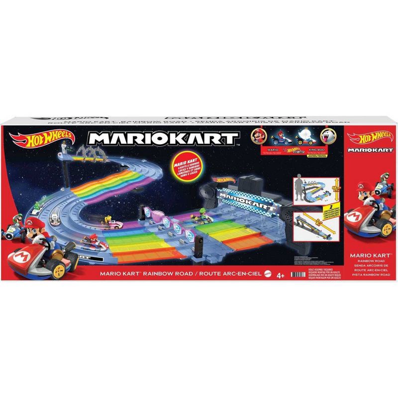slide 2 of 15, Hot Wheels Nintendo Mario Kart Rainbow Road Raceway Track Set 30 Piece with 2 1:64 Scale Vehicles - Target Exclusive, 30 ct